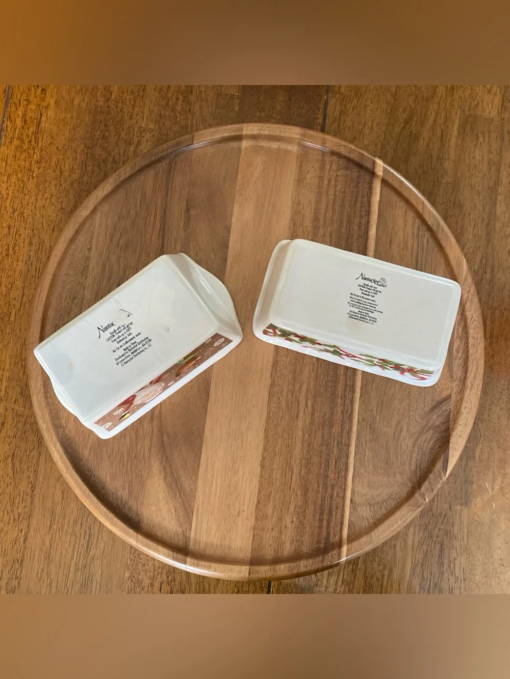 Nantucket Mini Loaf Ceramic Dishes 5”x2” Christmas Holiday Set Of 2